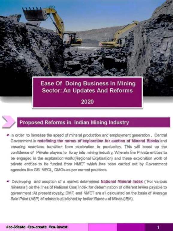 Sep 2020:Proposed Reforms in Indian Mining Industry 